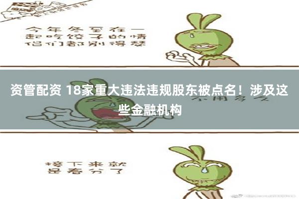 资管配资 18家重大违法违规股东被点名！涉及这些金融机构