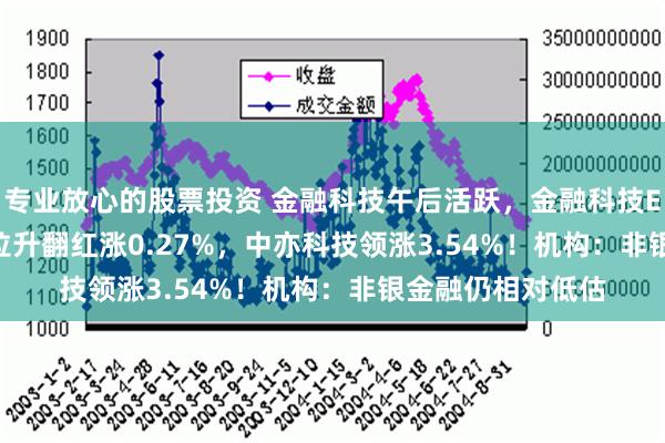 专业放心的股票投资 金融科技午后活跃，金融科技ETF（159851）拉升翻红涨0.27%，中亦科技领涨3.54%！机构：非银金融仍相对低估