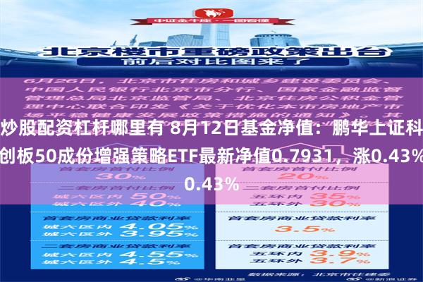 炒股配资杠杆哪里有 8月12日基金净值：鹏华上证科创板50成份增强策略ETF最新净值0.7931，涨0.43%