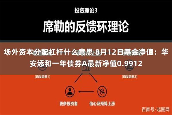 场外资本分配杠杆什么意思 8月12日基金净值：华安添和一年债券A最新净值0.9912