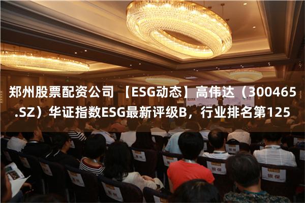 郑州股票配资公司 【ESG动态】高伟达（300465.SZ）华证指数ESG最新评级B，行业排名第125